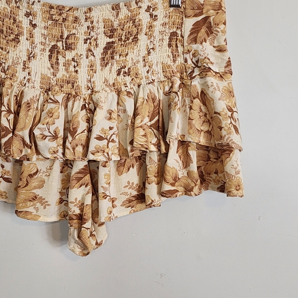 NWT Free People Days Gone By Womens Floral Tiered Cotton Linen Shorts Size XL - Picture 8 of 11